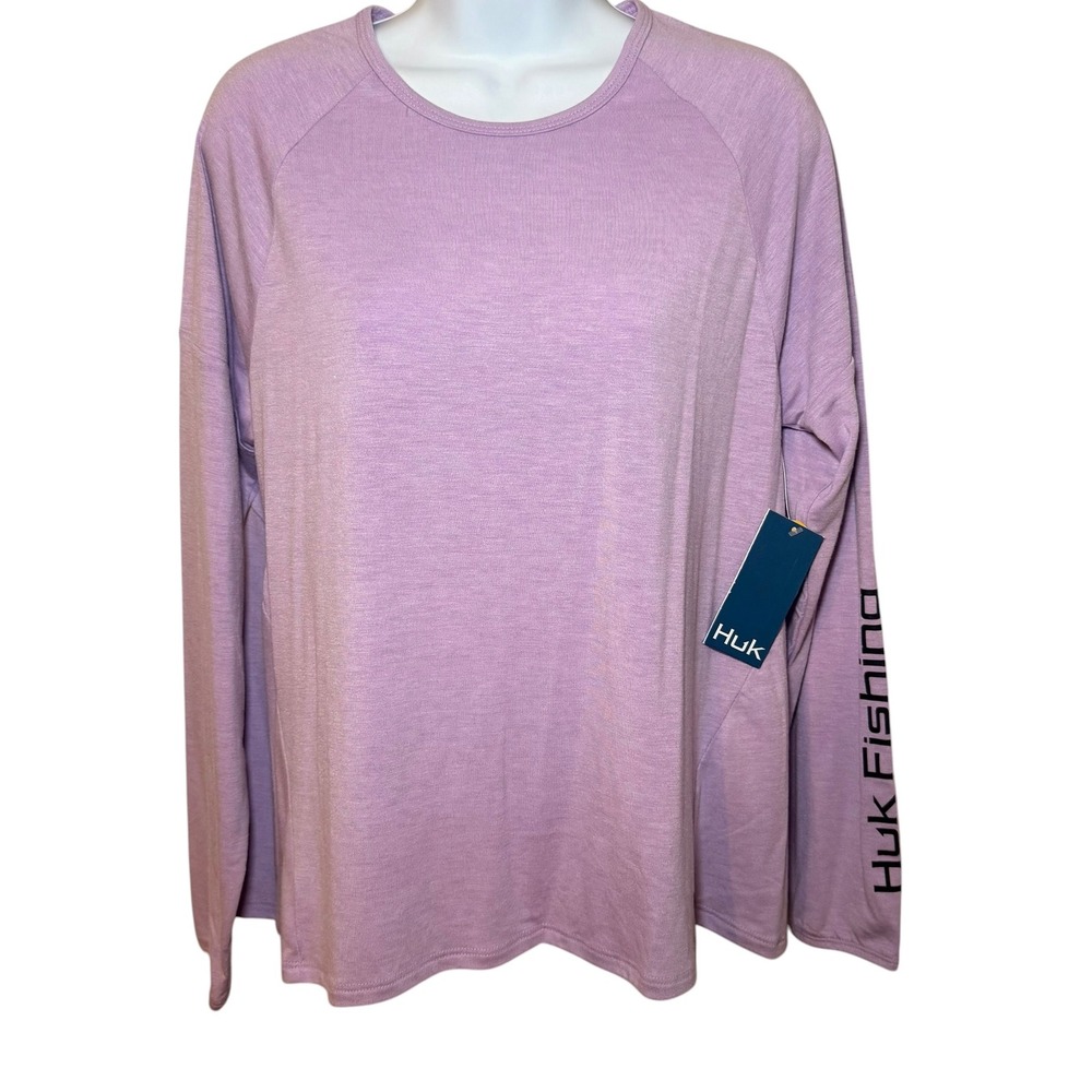 Huk Waypoint Flow Crew Purple Long Sleeve Fishing Shirt UPF 30 Womens Small NWT